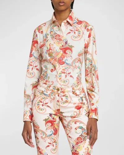 Etro Paisley Deco Cotton Shirt In White