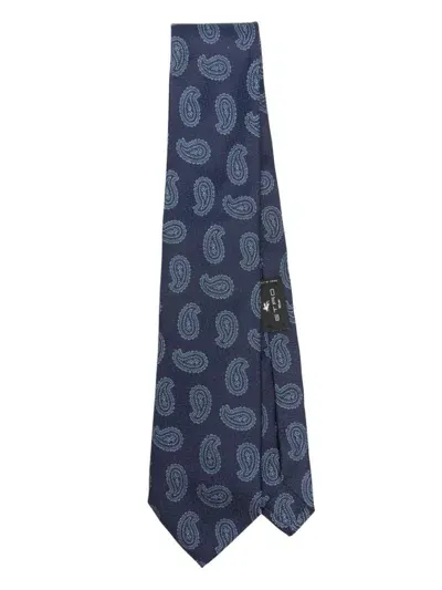 Etro Paisley-jacquard Silk Tie In Blue