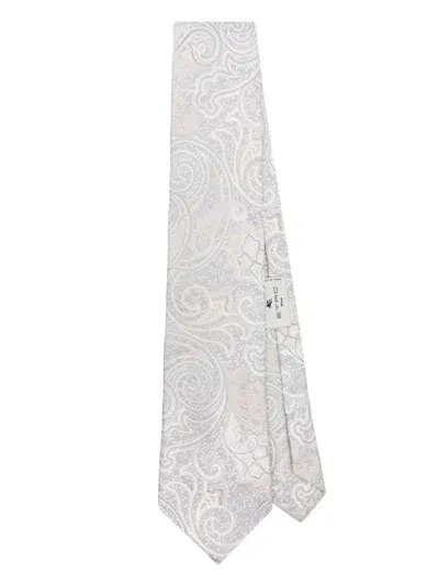 Etro Paisley Jacquard Tie In Grey