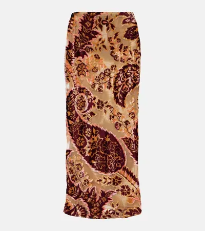 Etro Paisley Jacquard Velvet Midi Skirt In Multicoloured