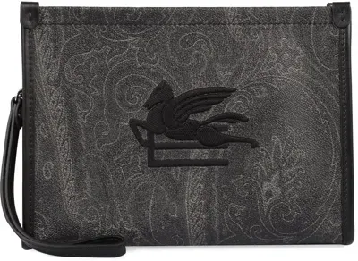 Etro Paisley Jacquard Zipped Clutch Bag In Multi