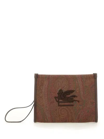 Etro Paisley Media Pouch In Brown