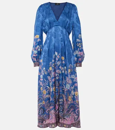 Etro Paisley Midi Dress In Stampa F.do Blu