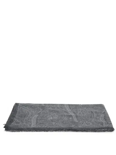 Etro Paisley Print Black Scarf