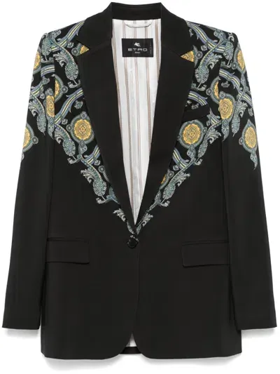 Etro Paisley-print Blazer In Black