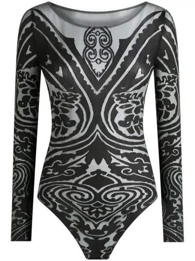 Etro Paisley-print Bodysuit In Black