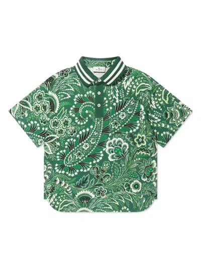 Etro Kids' Paisley-print Cotton Shirt In Green