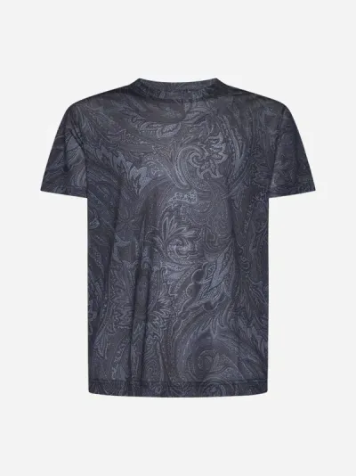 Etro Cotton Paisley T-shirt In Blue