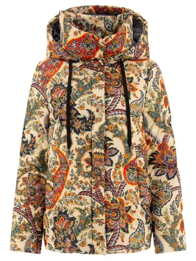 Etro Paisley-print Down Jacket In Beige