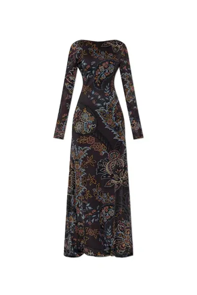 Etro Paisley Print Flared Hem Maxi Dress In Multi