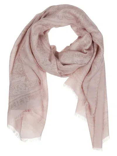 Etro Paisley Print Frayed Scarf In Pink