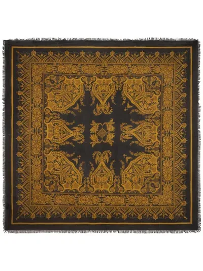 Etro Paisley-print Frayed Shawl In Black