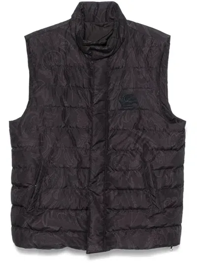 Etro Paisley-print Gilet In Black