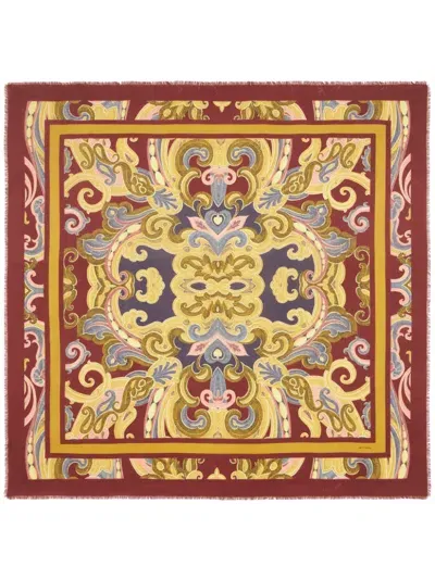 Etro Paisley-print Jacquard Shawl In 红色