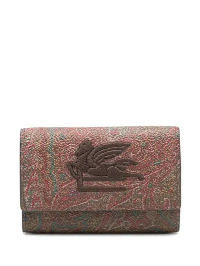 Etro Paisley Print Key Wallet In Brown