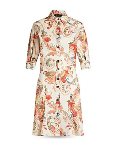 Etro Paisley Print Mini Shirt Dress In Print On White