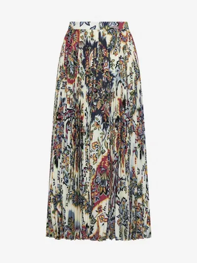 Etro Paisley Printed Fully Pleated Midi Skirt In Multi