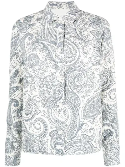 Etro Paisley-print Quilted Jacket In White