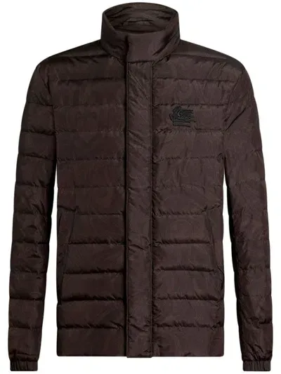 Etro Paisley-print Quilted Puffer Jacket In Brown