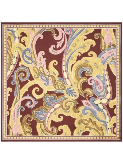 Etro Paisley-print Silk Scarf In 红色