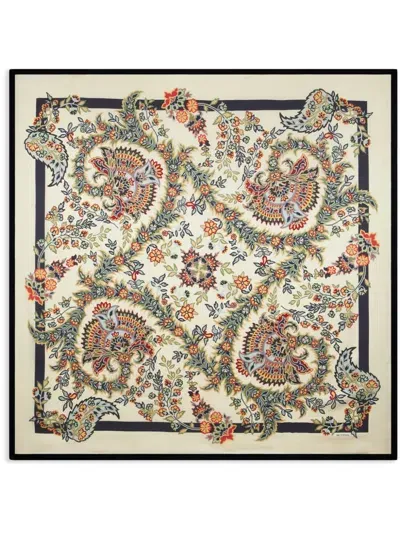 Etro Paisley-print Silk Scarf In Neutrals