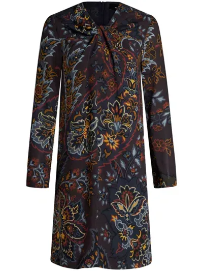 Etro Paisley Print Tunic Dress In Black