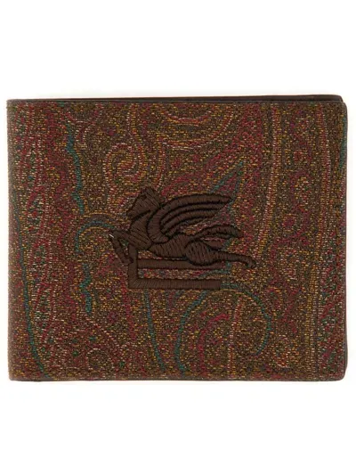 Etro Paisley Print Wallet In Brown