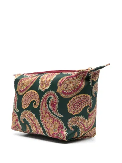 Etro Paisley-print Wash Bag In Green