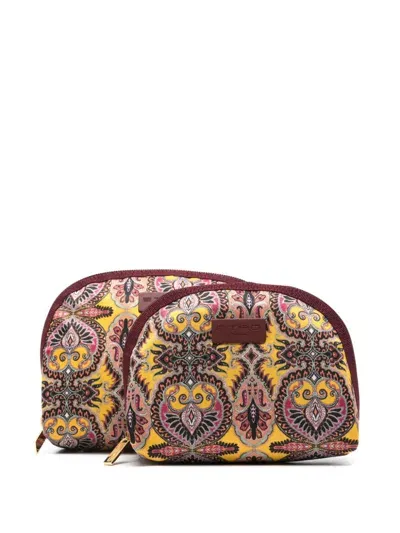 Etro Paisley-print Wash Bags (set Of Two) In Yellow