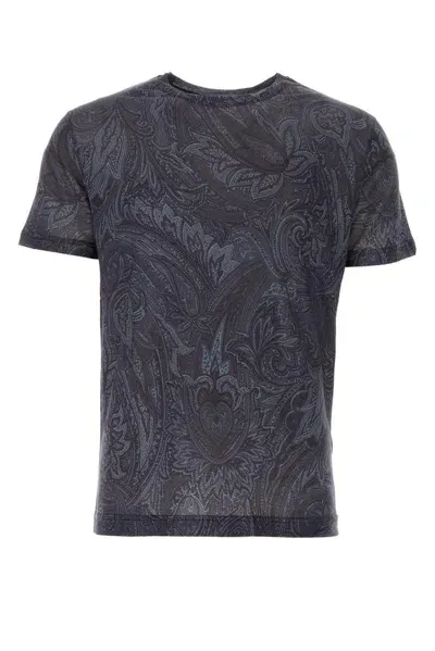 Etro Paisley-printed Crewneck T-shirt In Blue