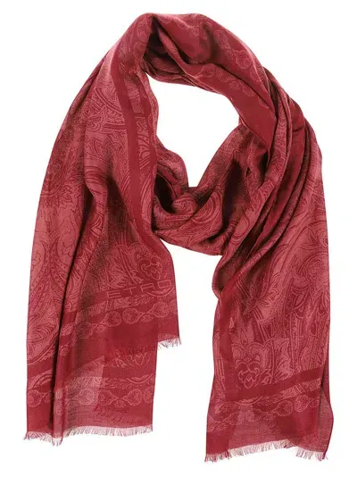 Etro Paisley Printed Frayed Edge Scarf In Multi