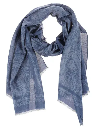 Etro Paisley Printed Frayed Edge Scarf In Multi