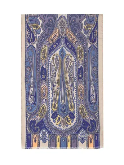 Etro Paisley Printed Scarf In Beige