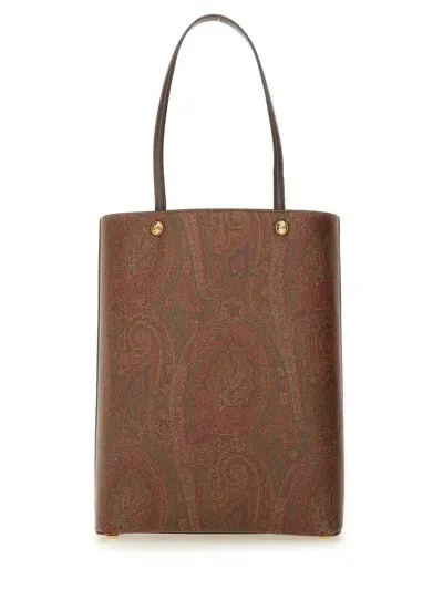 Etro Vertical Shopping Arnica And Leather In Brown