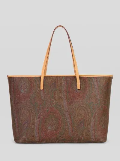 Etro Large Paisley Jacquard Shopper Tote Bag In Brown