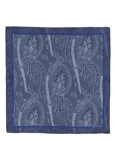 Etro Paisley Silk Foulard In Blue