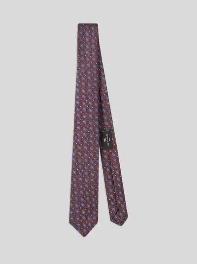 Etro Paisley Silk Tie In Burgundy