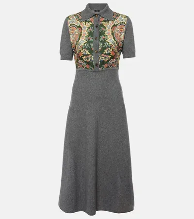 Etro Paisley Silk-trimmed Polo Dress In Green