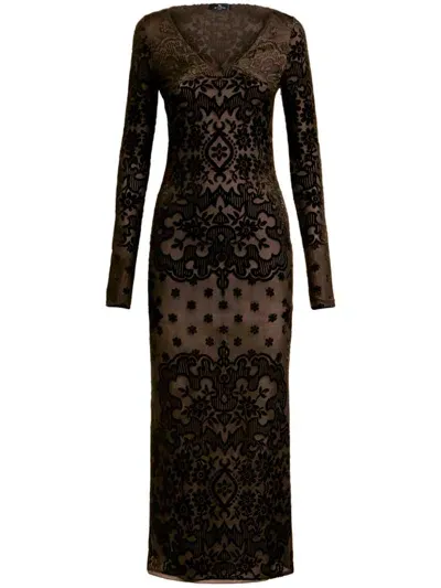 Etro Paisley Velvet Dress In Black