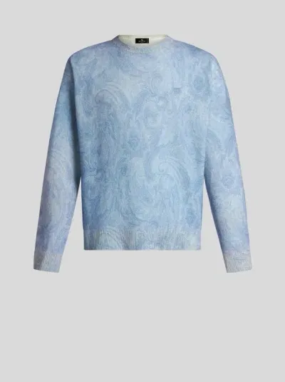 Etro Paisley Intarsia-knit Jumper In Blau