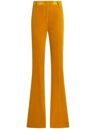 Etro Velvet Flared Trousers In Yellow