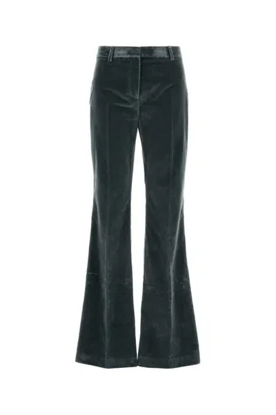 Etro Velvet Flared Pants In Teal/grey