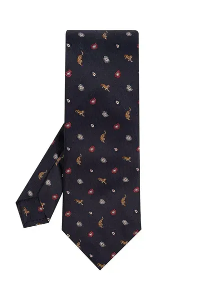 Etro Pattern Embroidered Pointed-tip Tie In Multicolour