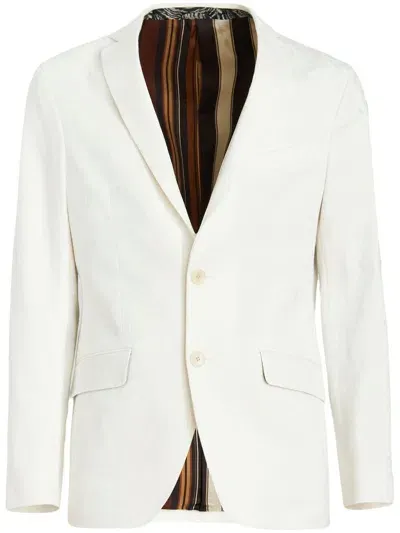 Etro Patterned-jacquard Single-breasted Blazer In White