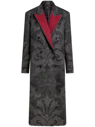 Etro Patterned-jacquard Wool Jacket In Grey