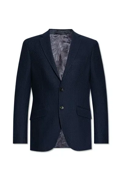 Etro Notched-lapel Single-breasted Blazer In Navy