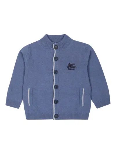 Etro Babies' Pegaso-embroidered Cardigan In Blue