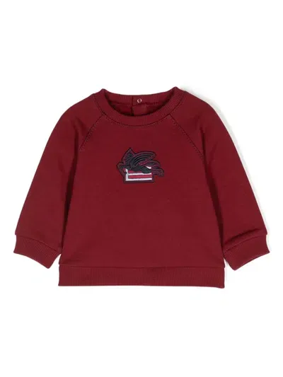 Etro Babies' Pegaso-embroidered Cotton Sweatshirt In Red