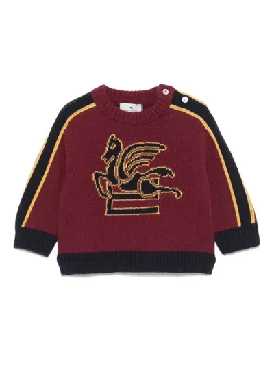 Etro Babies' Pegaso-intarsia Sweater In Red