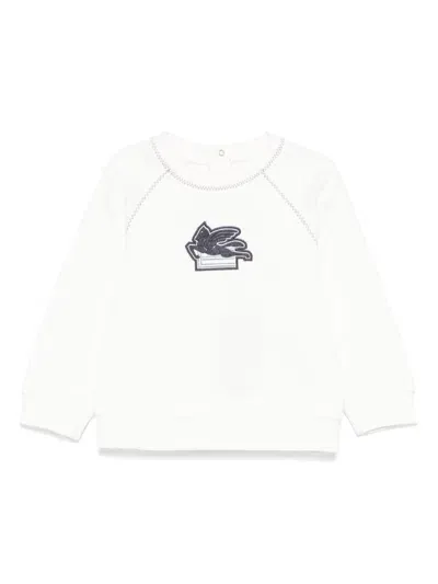 Etro Babies' Sweatshirt Mit Pegaso-patch In Weiss